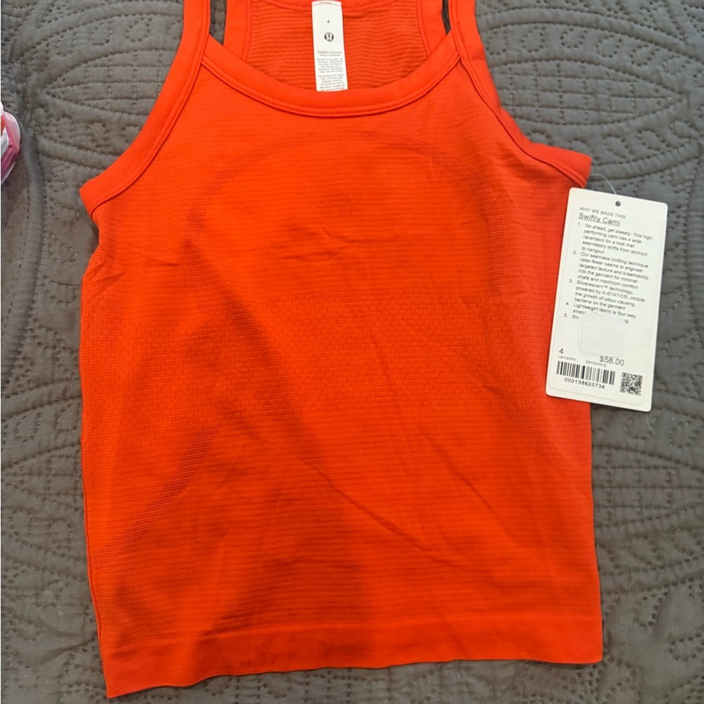 lululemon athletica Swiftly Cami size 4 NWT in Cherry Ember